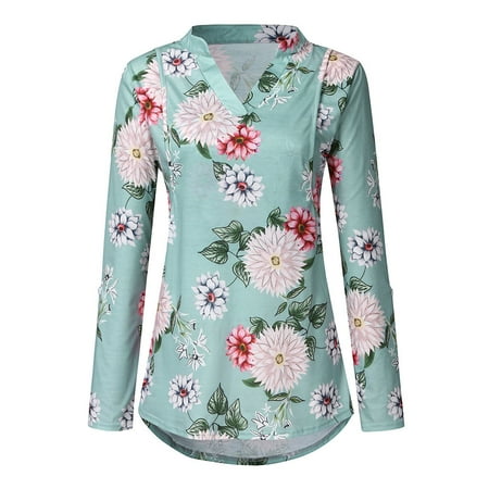 

CHMORA Women Maternity Long Sleeve Breastfeeding Printed Flower Tops Blouse maternity clothes