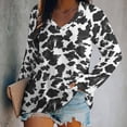 thumbnail image 2 of LYWC Vintage Cowhide Pattern - 1197 Long Sleeve Shirts For Women Oversized Tshirts Tops Tees Fall T-Shirts V Neck, 2 of 7