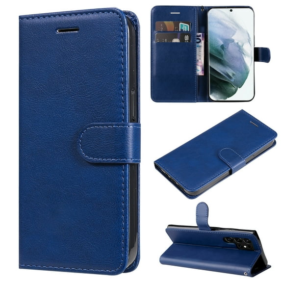 Nalacover Wallet Case for Samsung Galaxy S23 Ultra, Card Slots Holder Magnetic Clasp Premium Luxury PU Leather Flip Folio Cover with Kickstand Wrist Strap Soft Silicone Shockproof Case,Blue