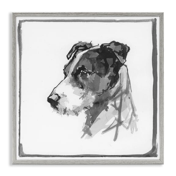 Stupell Industries Contemporary Grey Dog Portrait Gray Framed Giclee Art, 17 x 17, by cartissi
