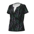 thumbnail image 2 of Naloa Lavender Flowers Print T-Shirts Short Sleeve V Neck Tees for Women Fashion Tops Trendy Lightweight Soft Casual Summer Outfits Clothes, 2 of 5