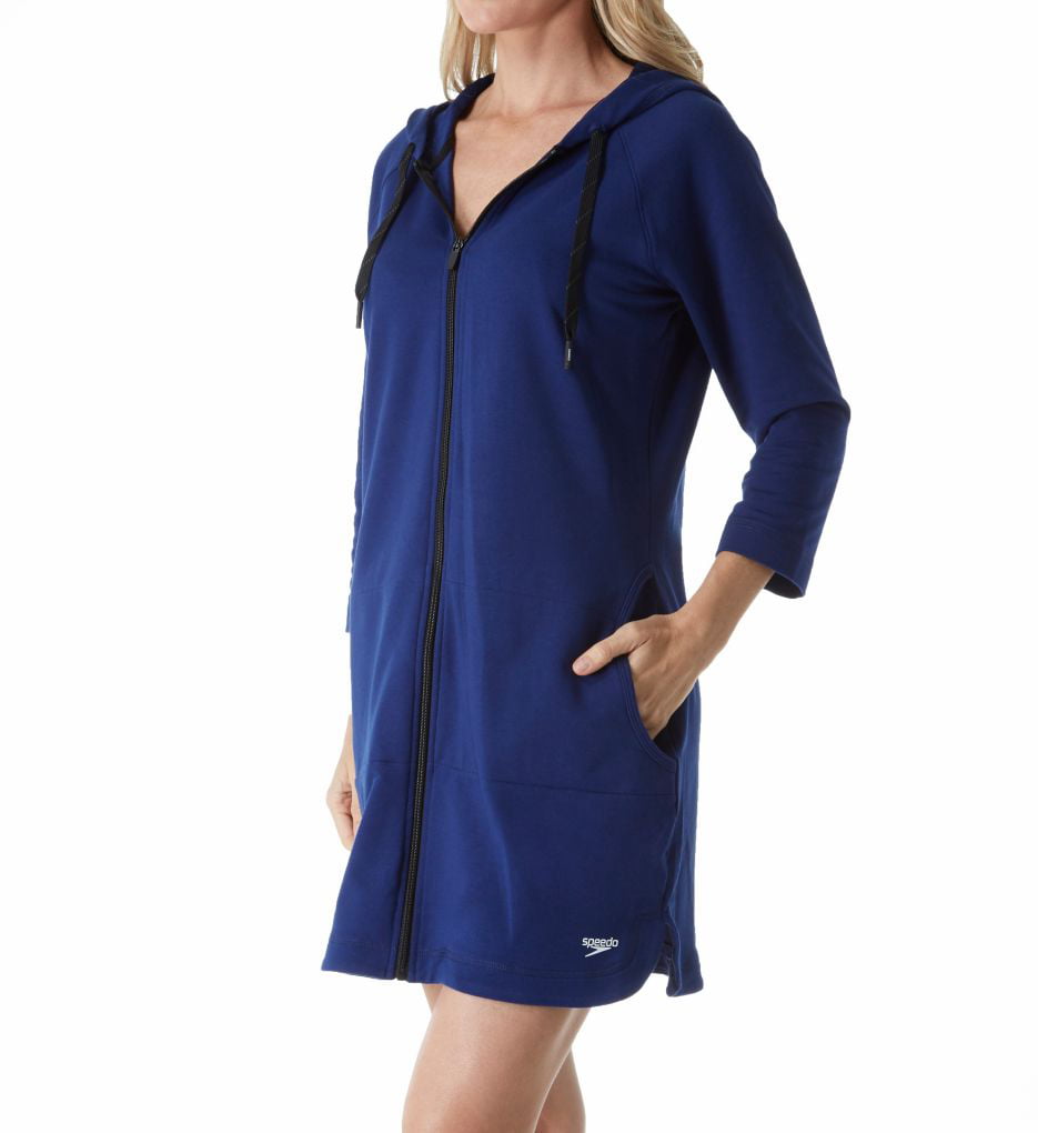 Speedo Womens Aquatic Fitness Robe Cover-Up with Hood Black Small 7237139