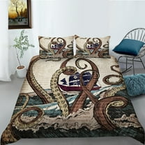 YJHDM Octopus Bedding Set 3D Ocean Animal Duvet Cover Pillow Case 2/3pcs King and Queen Bed Cover