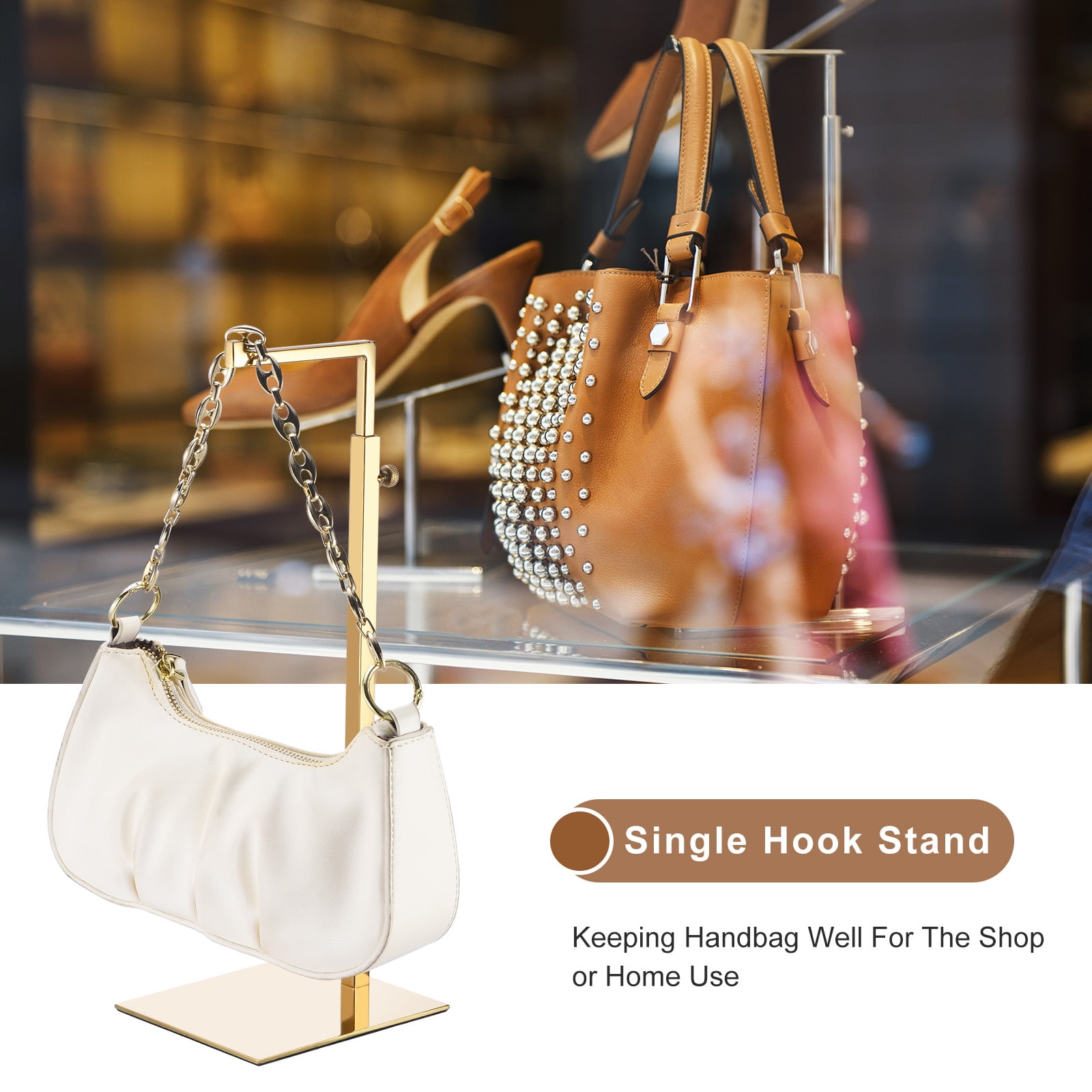 Tabletop Purse Display Stand - Set of Two Tabletop T Bar Handbag Display  Stand 