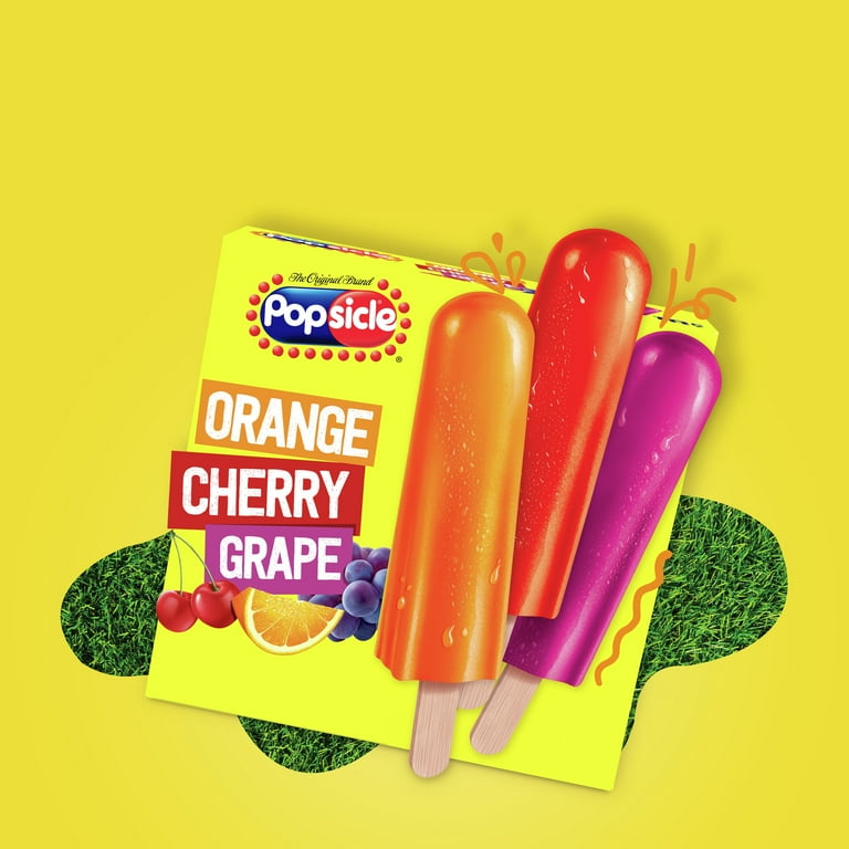 Popsicle Flavored Orange Cherry and Grape Popsicles Ice Pops, 18 Count