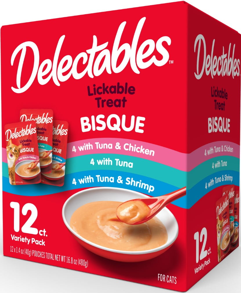 (2 pack) Delectables Lickable Cat Treats Bisque Variety Pack, 12 Count (16.8 oz.)