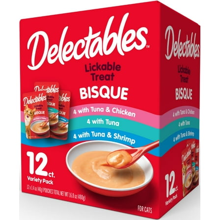Delectables Lickable Cat Treats Bisque Variety Pack, 12 Count (16.8 oz.)