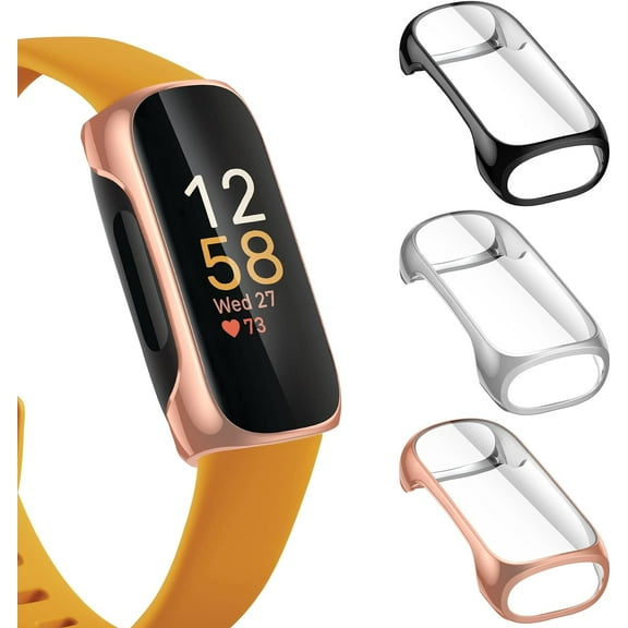 MYKOMI 3-Pack Screen Protector Compatible with Fitbit Inspire 3, TPU Rugged Bumper Case Cover All-Around Protective Plated Bumper Shell Accessories for Inspire 3 Smartwatch