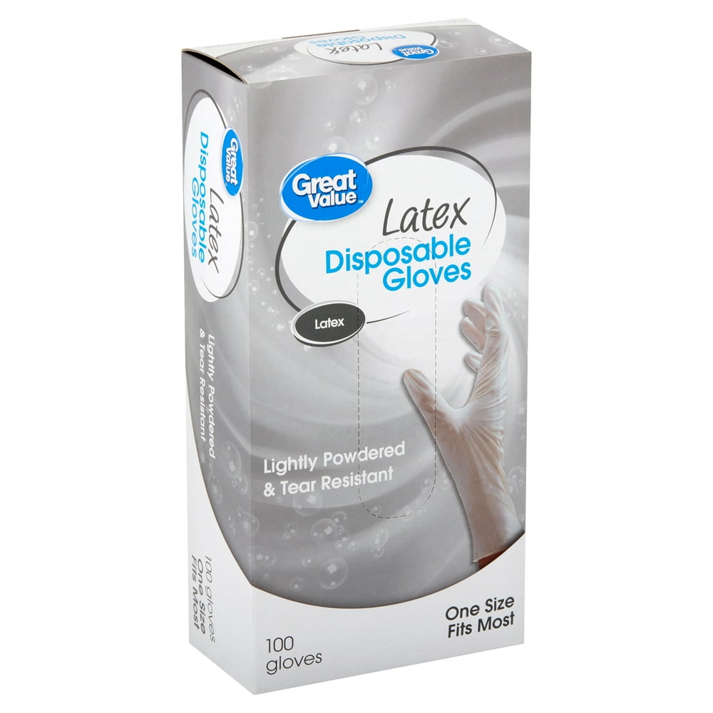 Great Value Latex Disposable Gloves, 100 count