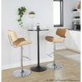thumbnail image 3 of Lombardi Contemporary Adjustable Barstool with Swivel in Chrome Metal, Natural Wood and Camel Faux Leather with Straight T Footrest by LumiSource - Set of 2, 3 of 4