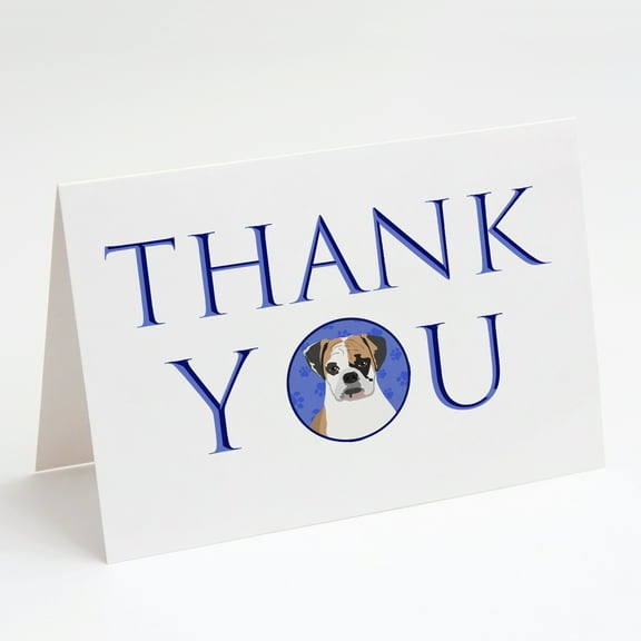 English Bulldog Tricolor #2 Thank You Greeting Cards and Envelopes Pack of 8 7 in x 5 in