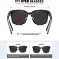 thumbnail image 2 of Women's Trendy Large Square Polarized Fit-over Sunglasses Leopard, 2 of 6