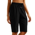 thumbnail image 2 of Oiangi Women's Cargo Shorts Elastic Waist Drawstring Hiking Shorts Straight Leg Athletic Shorts with Multi-Pocket Black XL, 2 of 8