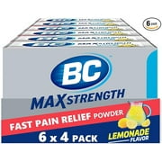 BC MAX Strength Fast Pain Relief Powder, Lemonade Flavor Aspirin and Acetaminophen Dissolve Packs, 4 Count, 6 Pack