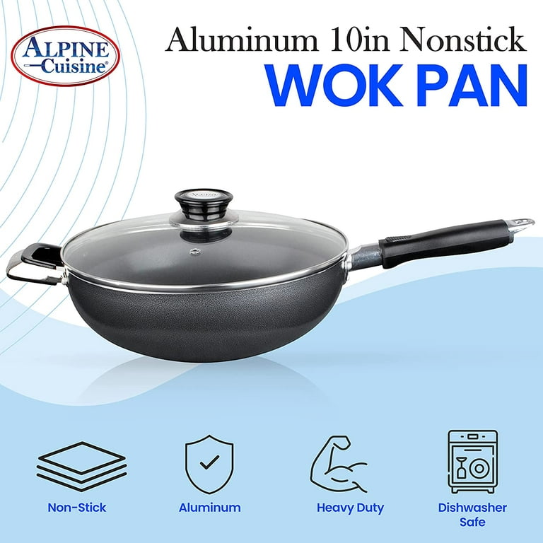 Alpine Cuisine AB-FP10 10 inch Aluminum Kitchen Cookware Non Stick Fry Pan, Gray, Black