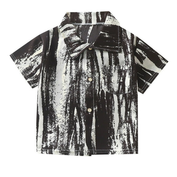 Tkrady Summer Boys Short Sleeve Shirt Tough Button Down Lightweight Breathable Tops, Sizes 2-14 Years