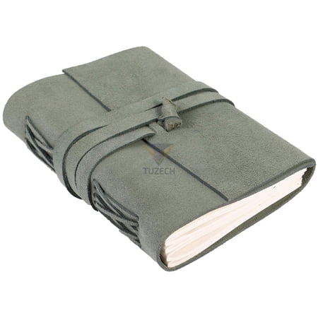 TUZECH Handmade Leather Journal Large Writing Book of Shadows Leather Bound For Women and Men Gift For Art Sketchbook Hocus Pocus Travel Diary To Write (7 by 5 Inches) (Premium Soothing Green)