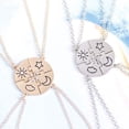 thumbnail image 3 of 4 Pcs Puzzle Best Friend Friendship Necklaces Set with Inlaid Rhinestones, Sun, Moon, Cloud and Star, Sewing, Best Friend Pendant, Trendy Jewelry, Gift(Gold), 3 of 5