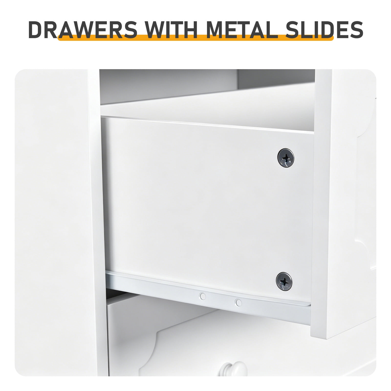 5-Drawer Cabinet with Solid Wood Veneer, White, 31.3 x 15.55 x 47.24 in