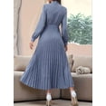 thumbnail image 6 of Women'S Knee-Length Spring and Autumn Dresses Bowknot Solid Color Shirt Sleeve Big Swing Long Dresses Blue S, 6 of 7