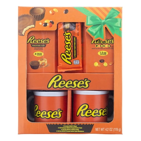Hershey Reese's Lovers 2 Count Mug Gift Set with Chocolate. 4.2 oz
