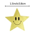 thumbnail image 3 of Pegatinas de estrella doradas para niños, etiquetas de estrella de papel metálico de recompensa, 1,5 pulgadas, 500 en total por rollo, pegatinas amarillas con forma de estrella de cara feliz, 3 of 5