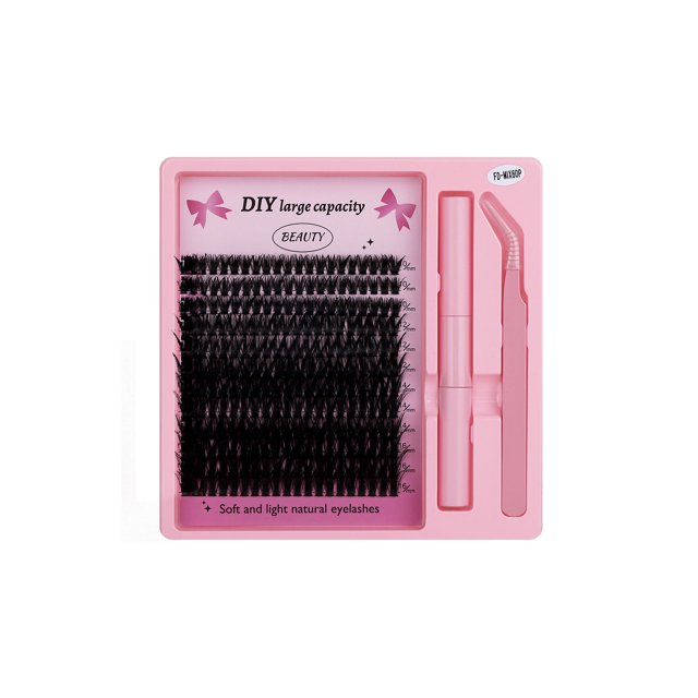 Kit de extensión de pestañas, extensiones de pestañas en racimo con pinza de pegamento, 10mm-16mm