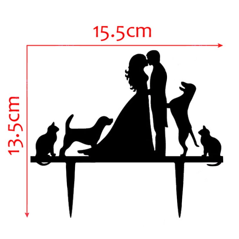 Wedding Cake topper dog and cat funny wedding Cake Topper with two cats ...