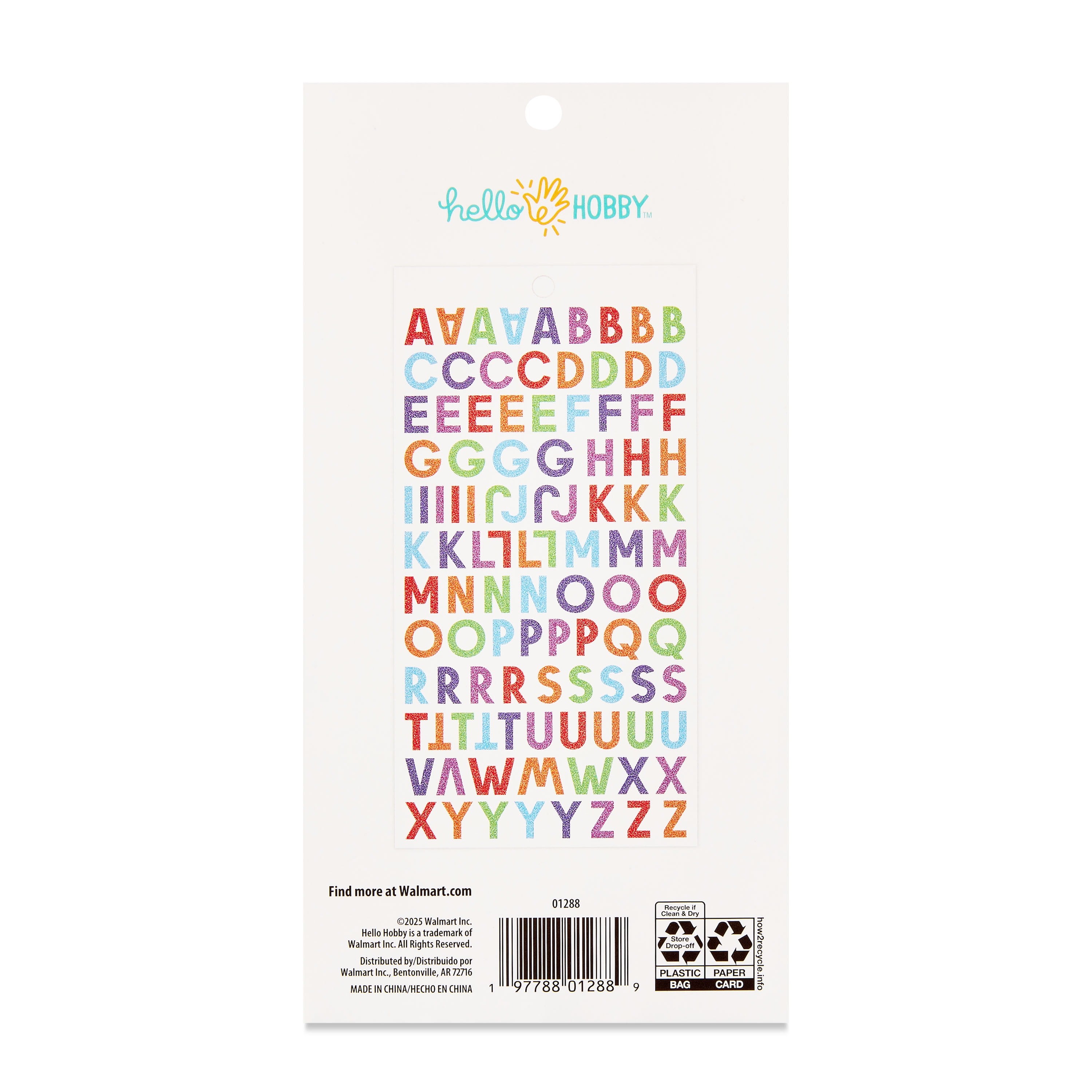 Hello Hobby Glitter Alphabet Stickers – Multicolor, 103 Count
