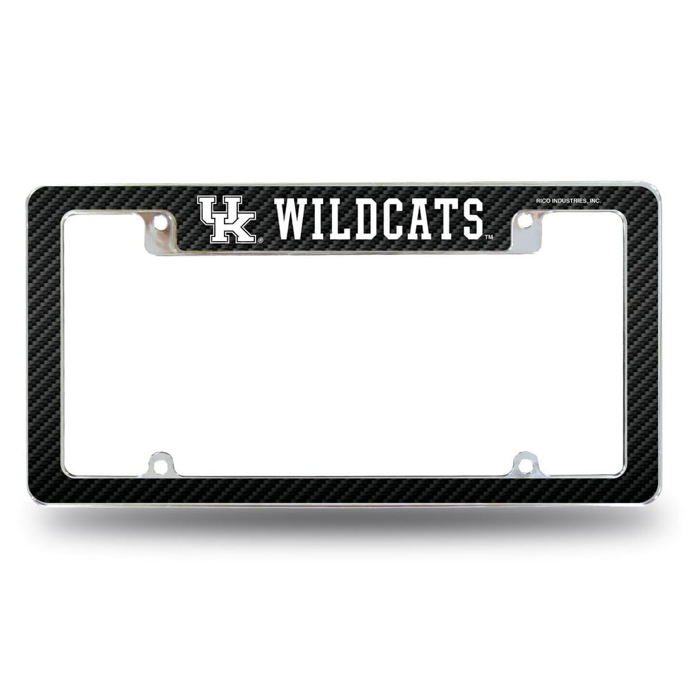 Kentucky UK Wildcats Chrome Metal License Plate Frame with Carbon Fiber