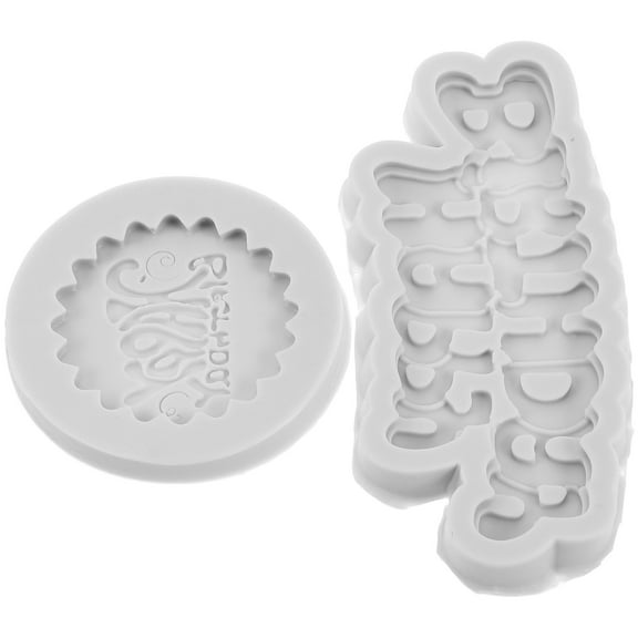 FRCOLOR  2 Pcs Happy Birthday Chocolate Mold Cookie Cutter Stamp White