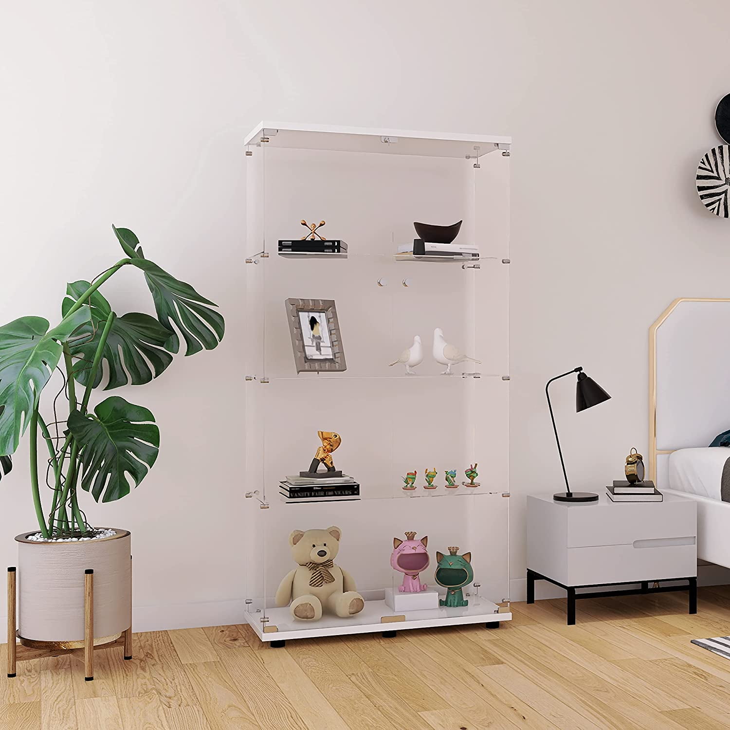 Holaki Twodoor Glass Display 4 Shelves with Door, Floor