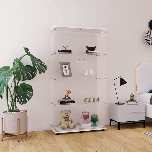 Holaki 4Tier Curio with Tempered Glass Doors, Locks, Fast 50