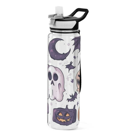 

Sports Water Bottle 1000ML Tritan Food Grade Clear Water Bottle Fitness Outdoor Sports BikeHalloween Pumpkin Cartoon