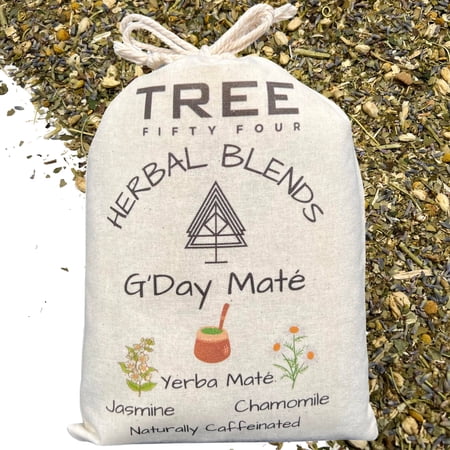 G'Day Maté Herbal Blend in Double Drawstring Sachet, Loose, Organic 1.5 oz | Tree Fifty Four