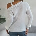 thumbnail image 4 of Arlun Women's Sweater Fashion Metal Buckle Strap Cold Shoulder Long Sleeves Cable Knit Sweaters Solid Color Ribbed Comfortable Pullover Knitwear Tops White S, 4 of 5
