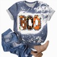 thumbnail image 4 of TOWED22 Ghost Spooky Halloween Shirts for Women Funny Bow Pumpkin Graphic Tees Fall Short Sleeve Tops Costumes(Blue,M), 4 of 7