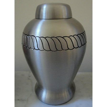 Urnporium PET-RD-46-Pewter-BRA Pet Cremation Urn Pewter Finish with Classic Rope Design