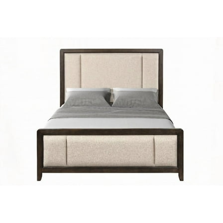 King Upholstered Headboard & Footboard - Brown, Firm | Queen