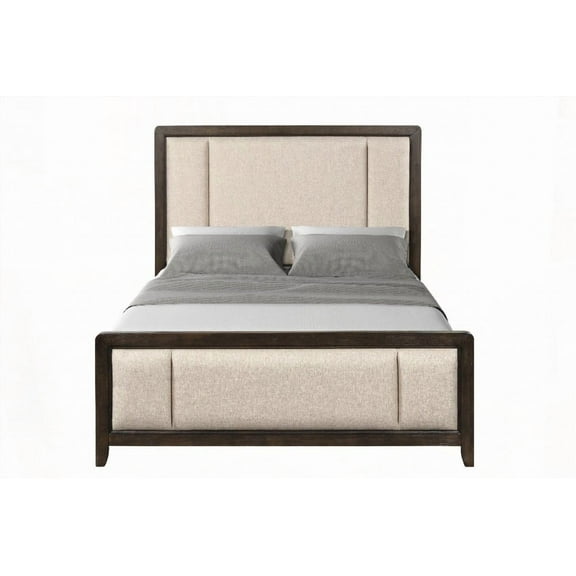 King Upholstered Headboard & Footboard - Brown, Firm | Queen