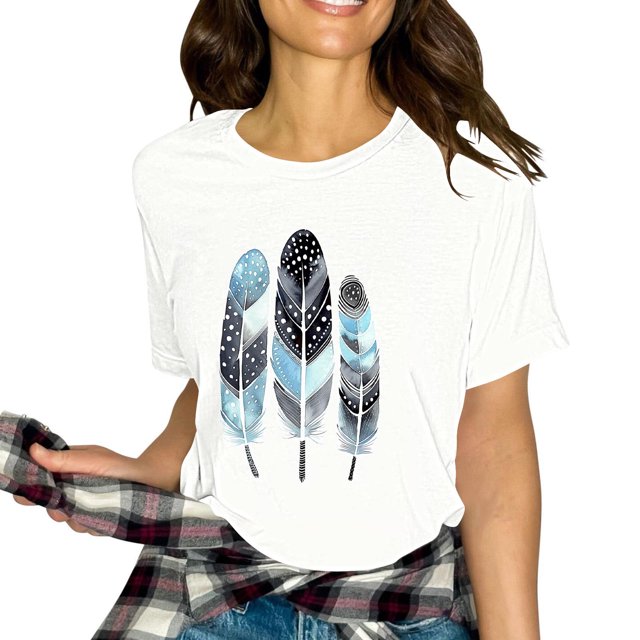 PXLKNZH Hauts pour Femmes T-Shirts à Manches Courtes Col Rond Blouse de Travail Habillée Décontractée Printemps Été Mode 2025 Vêtements Tendance Blanc,L