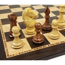 4" King Staunton Acacia BRIDLED Knight Chess Set 20 Ebony  Birdseye Maple Board