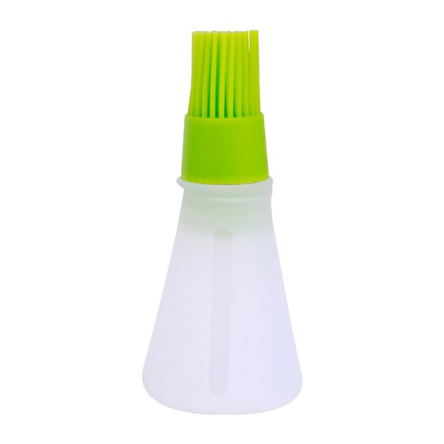 Injueey Cepillo de botella de aceite de silicona con tapa resistente al calor parrilla de barbacoa portátil mantequilla pastelería hornear Cocina y Comedor Verde