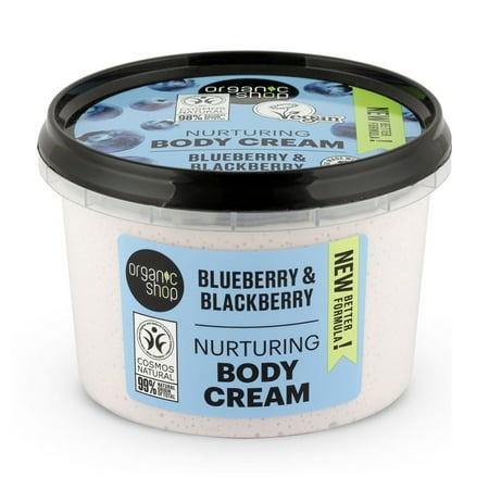 Organic Shop Blueberry & Blackberry Nurturing Body Cream, 100% Vegan & Organic, Daily Nourishing & Moisturizer, Body, Face, Hand & Foot Natural Lotion, Intensive Care & Skin Hydration. 250ml