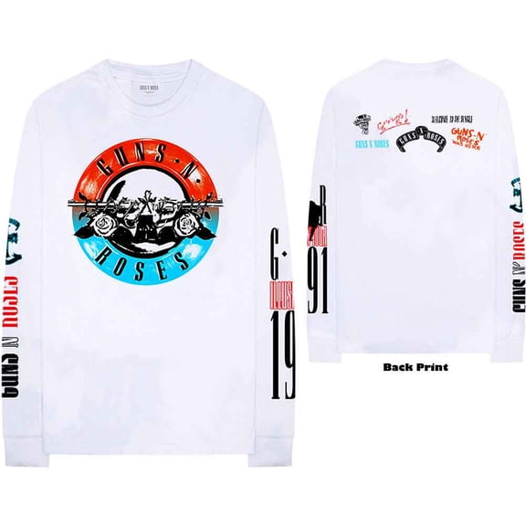 Guns N' Roses Unisex Long Sleeve T-Shirt Motorcross Logo (Back & Sleeve Print) (XX-Large)