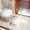 thumbnail image 5 of Spring Leaves Bathroom Rugs Set Watercolor Green Eucalyptus Leaf Non Slip Absorbent Soft Bath Mats 3 Piece Set with Bathroom Rug, U-Shaped Floor Mat, Toilet Seat Cover Large Size, 5 of 9