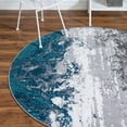 thumbnail image 3 of Unique Loom Valencia Collection Area Rug - Turia (5' 3" Round Gray/Black), 3 of 9
