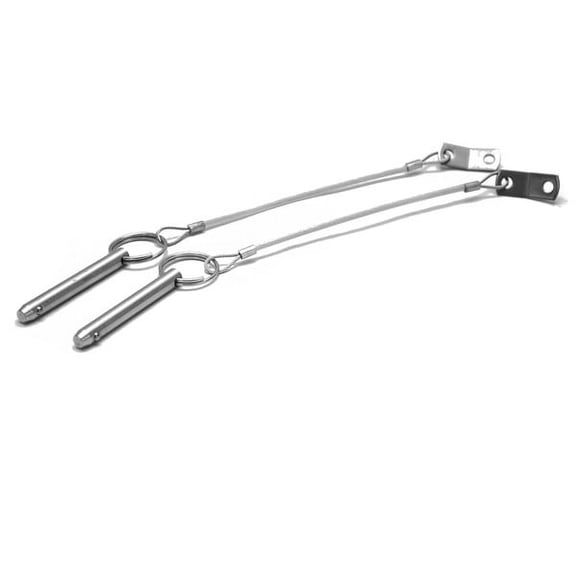 Misty Harbor Boat Bimini Pull Pin | 2 1/2 Inch Stainless Lanyard (Pair)