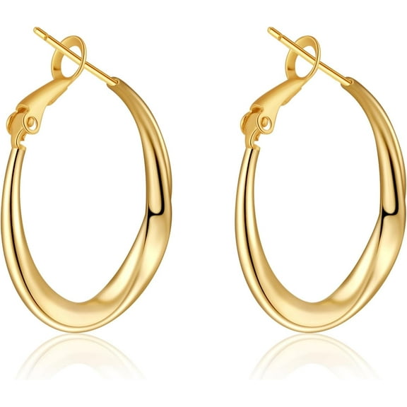 14K Gold Hoop Earrings For Womens Rectangle Hoop Earrings Gold Plated Small Hoops[Z1769]