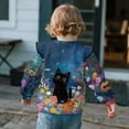 thumbnail image 4 of Uorisanigo Girls Sweatshirt Ruffle Long Sleeve Pullover Sweater Tops Oversized Shirts Black Cat Floral Sweatshirt Casual T-Shirts for Fall Winter Spring Size 4-5, 4 of 7
